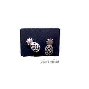Pineapple Stud Earrings Women/Girls Color Silver